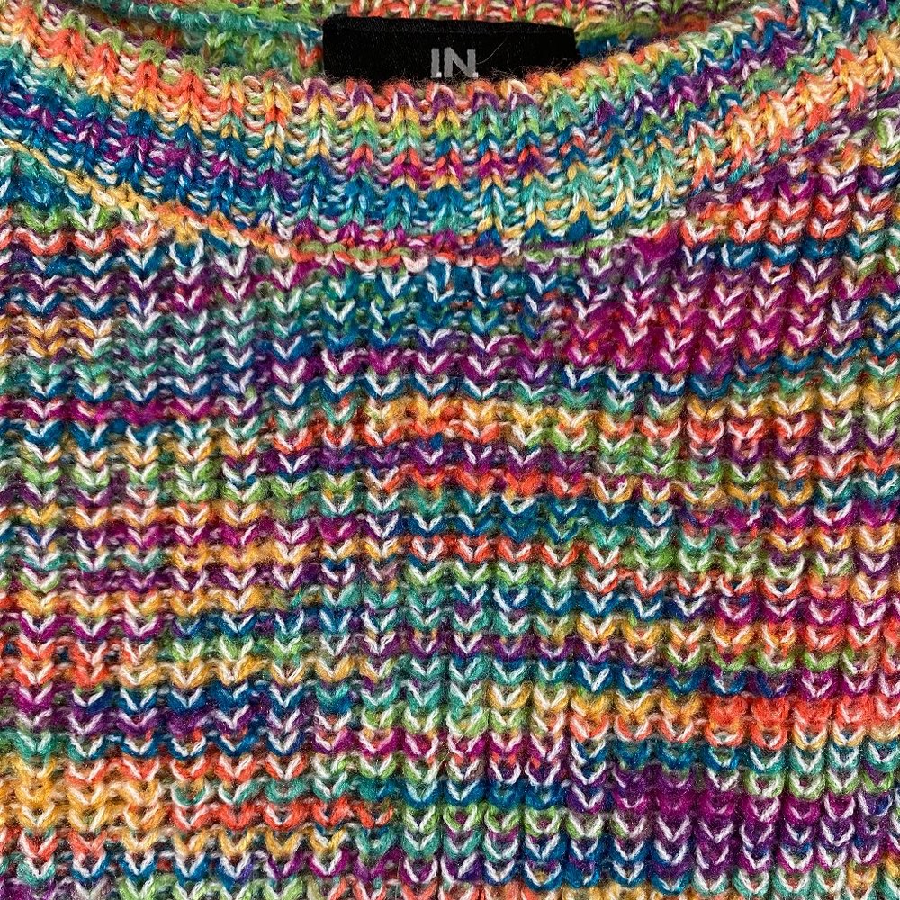 IN San Francisco Multicolor Pastel Cropped Long Sleeve Sweater NWOT Size Medium - Picture 7 of 15